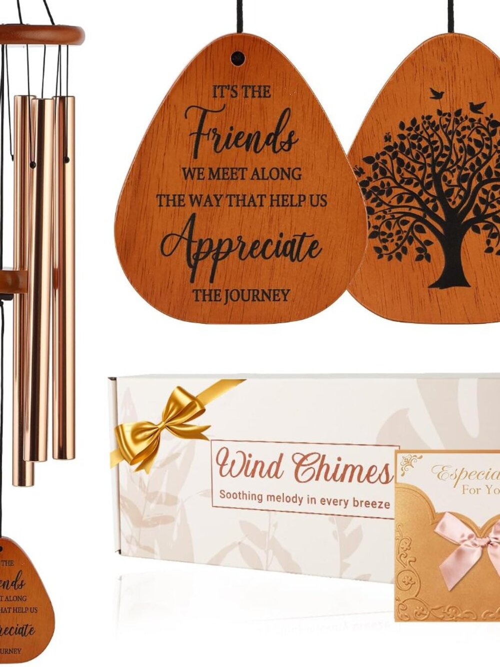 NIB Friendship Wind Chimes with Gift Box & Card